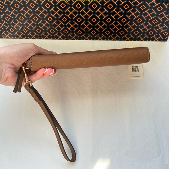 Tory Burch Emerson Zip Continental Wallet Moose Gold Tan Brown - Picture 6 of 12